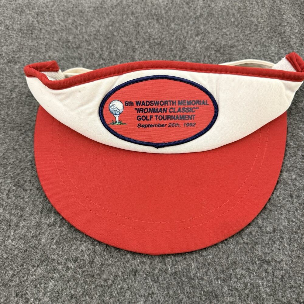 San Sun Red/White OSFA Cotton Vintage Golf Visor Wadsworth Memorial 1992